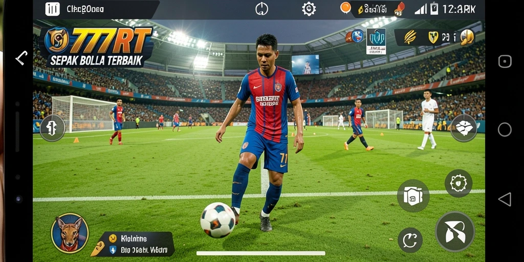 Screenshot menunjukkan gameplay seru dalam game sepak bola 777RT.