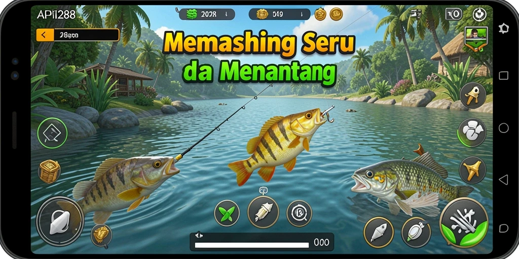 Tangkapan ikan beragam dalam gameplay API288 yang seru.