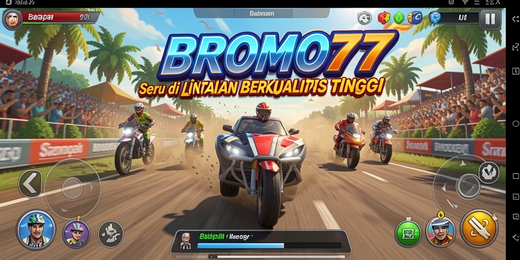 Gameplay BROMO77 yang memukau dengan aksi balapan yang cepat.