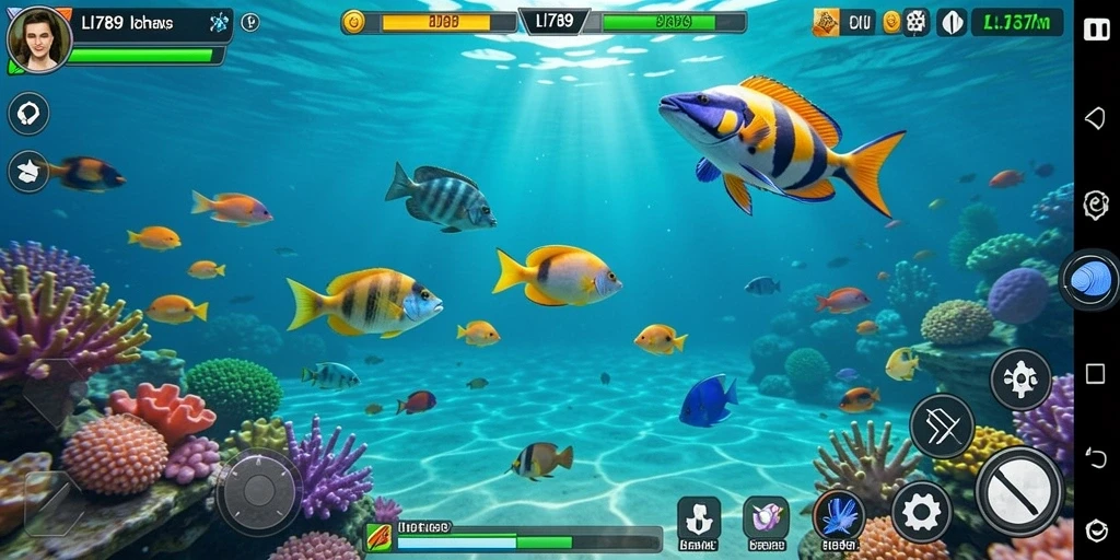Tampilan gameplay seru di LI789 saat menangkap ikan.