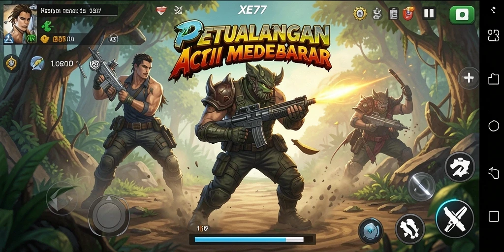 Screenshot menampilkan karakter beraksi dalam pertempuran mendebarkan.
